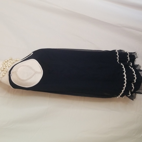 Doe & Rae Ruffle Layer Contrast Edging Tunic Dress. Sleeveless Shear Navy NWOT - Picture 12 of 16